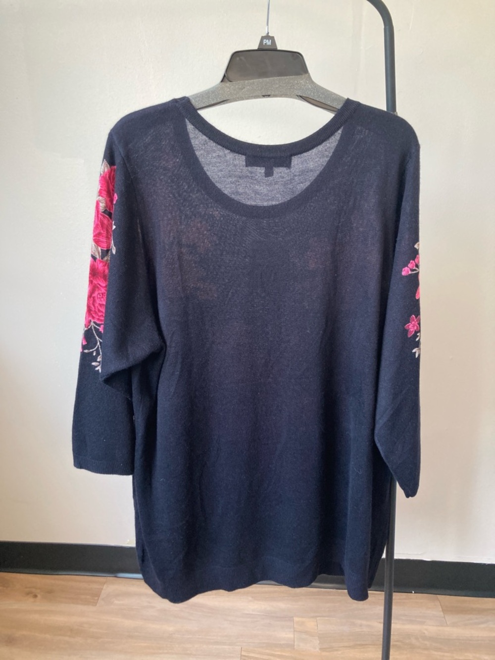 Emily Daniels Floral print with bling accents crewneck lightweight sweater 3X - Picture 8 of 17